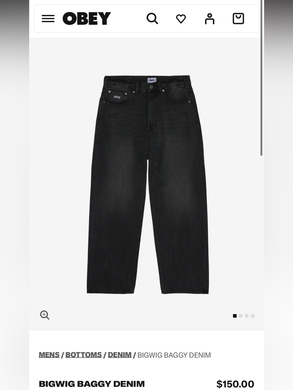 Obey Men’s Bigwig Relaxed Baggy Jeans - Black Wash